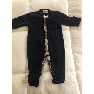 Royal Baby pj's one piece body suite with bow size 0-3 months size xs dark blue